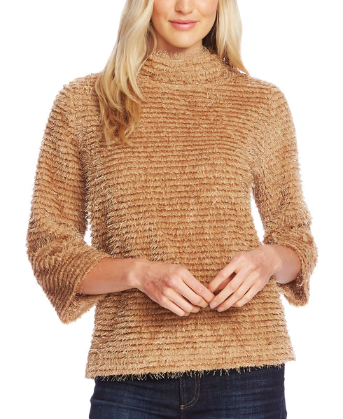 Vince Camuto Eyelash Striped Mock Neck Top